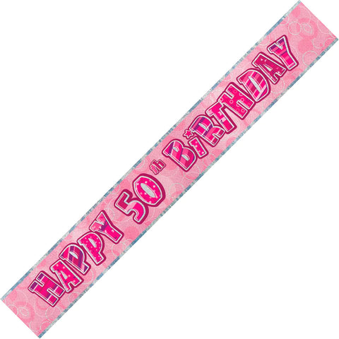 Banner -Glitz Pink Foil Banner 50th Birthday 12ft