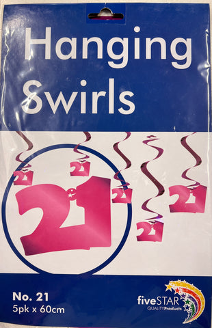 Hanging Swirls - 21st Birthday Pink Pk5