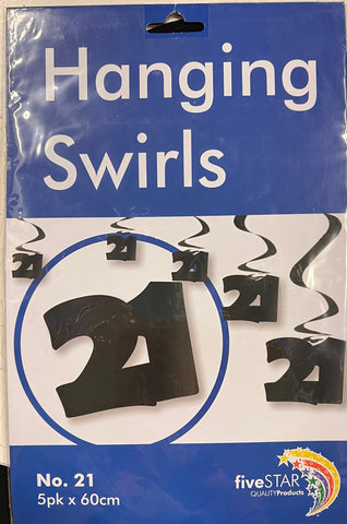 Hanging Swirl - 21th Birthday Black Pk5