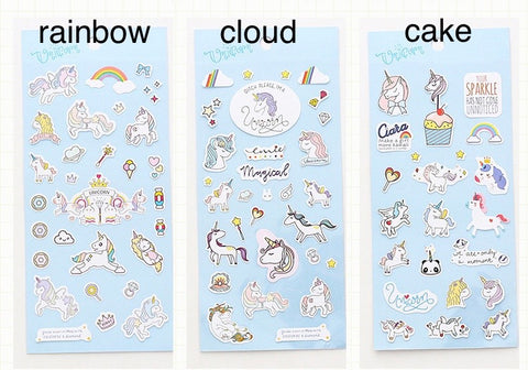 Stickers - Mix Cute Unicorns 1 sheet