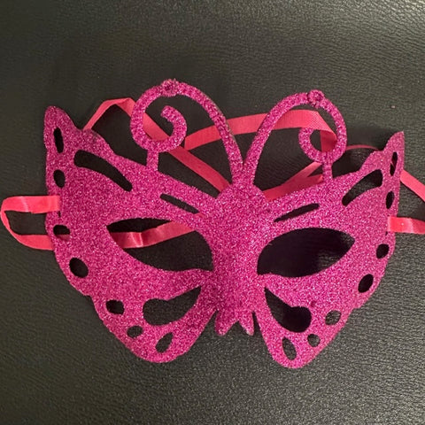 Mask-  Glitter Butterfly Hot Pink