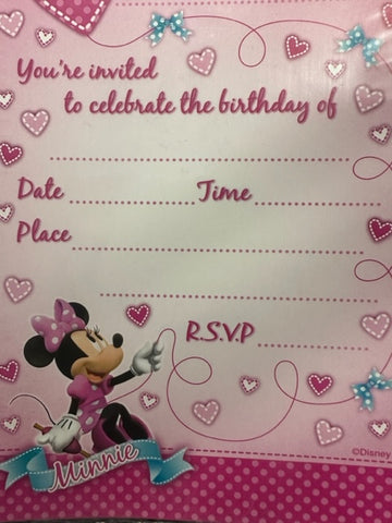 Invites - Minnie Mouse Invitation Pack of 8