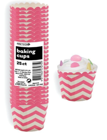 Baking Cups - Chevron Hot Pink