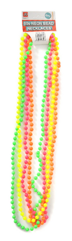 Necklaces - 80s Neon Fluro Beaded Necklace 4Pcs Mixed