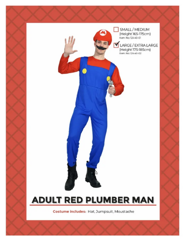 Costume - Adult Red Plumber