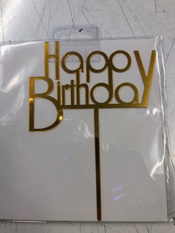 Cake Topper - Happy Birthday Gold B