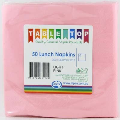 Lunch Napkins - Light Pink 2 Ply Pk 50