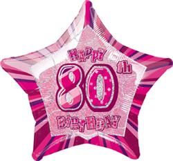 Foil Balloon 18" - 80th Birthday Glitz Pink (Star-shaped)