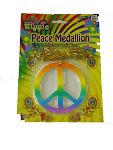 Necklace - 60s Hippie Peace Medallion (Rainbow)