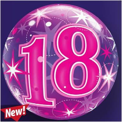 Bubble Balloon 22" - 18th Starburst Sparkle Pink