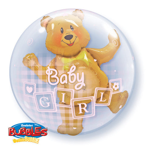 Double Bubble Balloon 24" - Baby Girl Brown