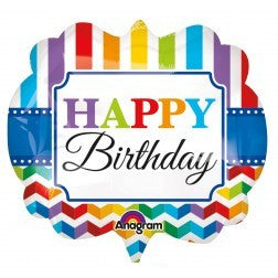 Foil Balloon Supershape - Birthday Bright Chevron