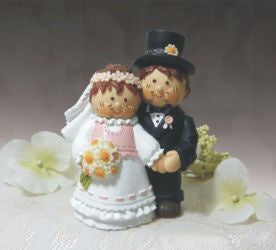 Cake Topper - Bride and Groom Holding Hands 10cm(H)