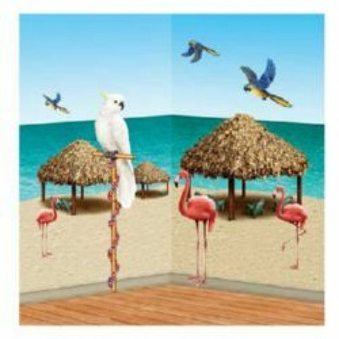 Wall Decoration - Tiki Huts & Tropical Bird