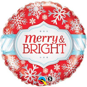 Foil Balloon 18" - Merry & Bright Christmas Snowflakes