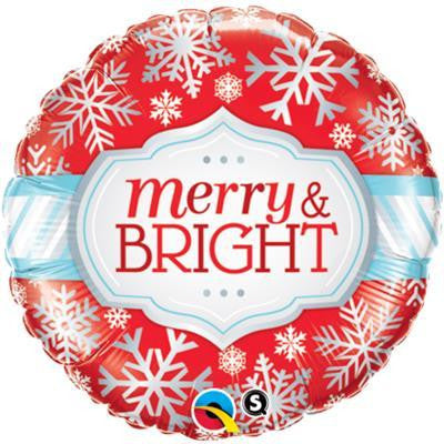 Foil Balloon 18" - Merry & Bright Christmas Snowflakes