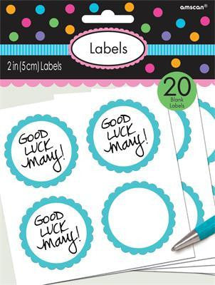 Stickers - Carribean Blue Scalloped Blank Labels Pk 20