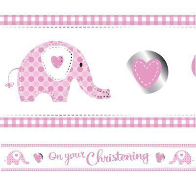 Banner - Happy Christening Elephant (Pink)