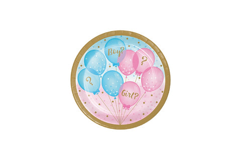 Paper Plates - Gender Reveal Balloons Lunch Plates