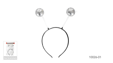 HeadBand - Alien Headband With Silver Glitter Ball Boppers