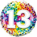 Foil Balloon 18" - 13th Rainbow Confetti