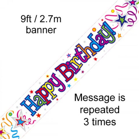 Foil Banner - Happy Birthday Ribbons & Stars Banner