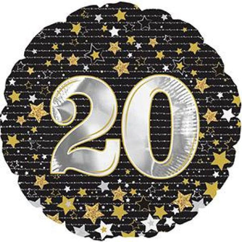 Foil Balloon 18" - 20th Gold Stars