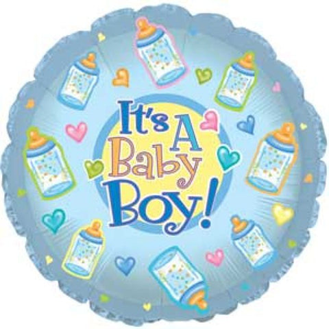 Foil Balloon 17" - CTI Foil 45cm Baby Boy Bottles
