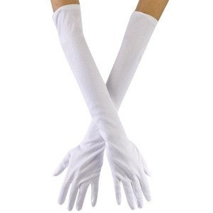 Gloves - Nylon Satin Look White 44cm