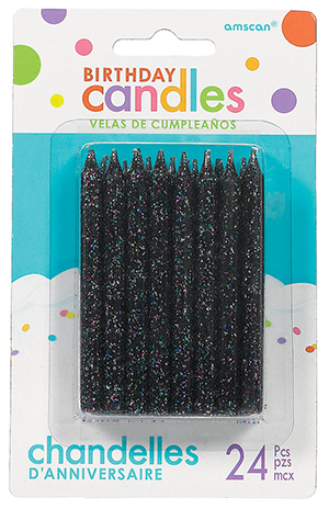Candles - Black Glitter 24PCS