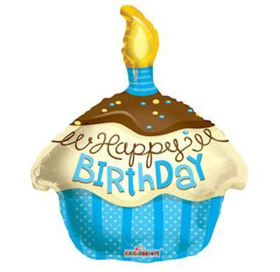 Foil Balloon Junior Shape - Birthday Cupcake Blue