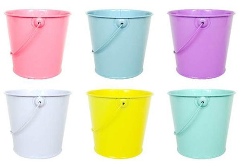 Metal Bucket - Metal Decorative Bucket with Handle Pastel Coloured Series