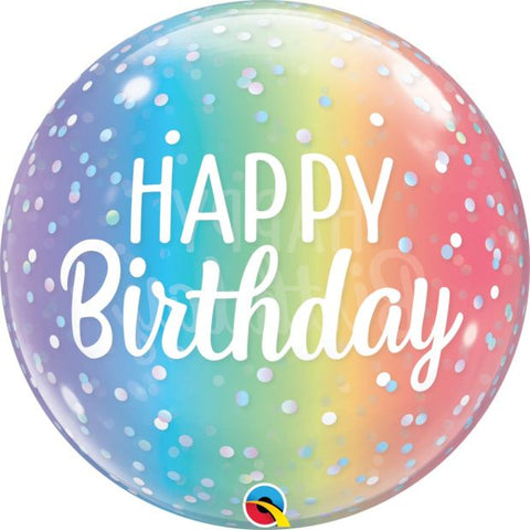 Bubble Balloon 22" - Qualatex Bubble 56cm Happy Birthday Ombre & Dots