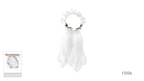 Veil - White Flower Crown Headband with Veil