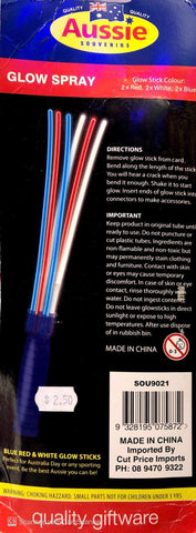 Glow Sticks - Aussie Colours (Blue, Red and White)