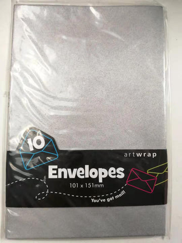 Stationery - Envelope Small Pk10 Silver