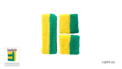 Headband & Wristband Set - Green and Yellow Stripe
