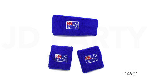 Sweatbands Set - Headband & Wristband Australia Flag