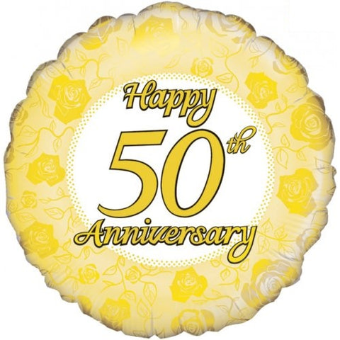 Foil Balloon 18" - Happy 50th Anniversary Gold