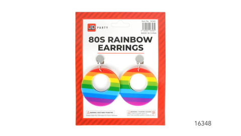 Earrings - Neon 80th Clip On Earrings (Rainbow)