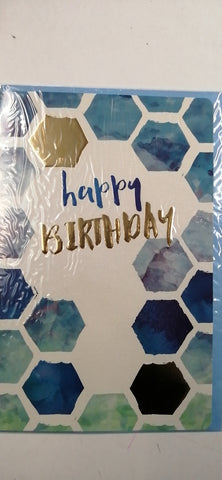Birthday Card - Navy Wash Hexigons