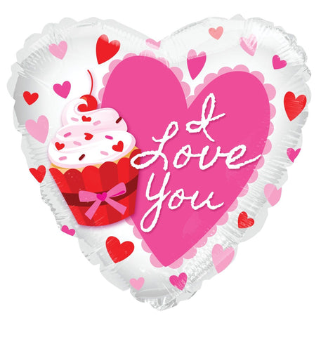 Foil Balloon 18" - I Love You Cupcake