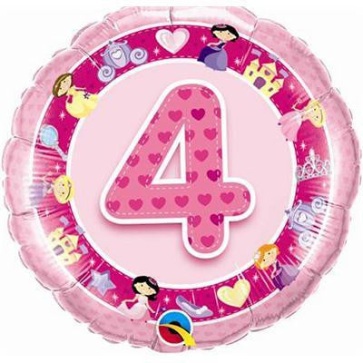 Foil Balloon 18" - 4th Birthday Pink