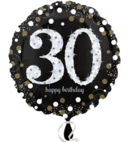 Foil Balloon 18" - 30th Sparkling Black & White