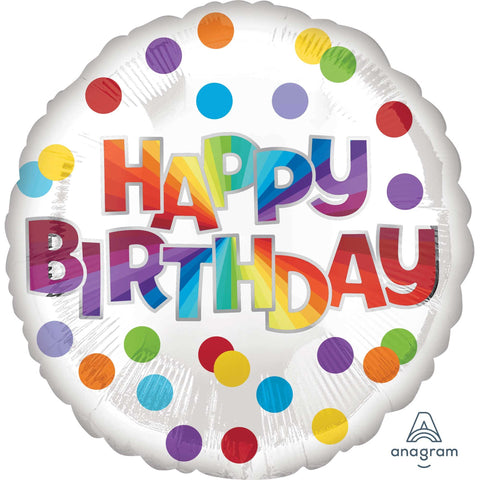 Foil Balloon 18" -  Happy Birthday Dots of Colour