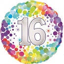 Foil Balloon 18" - 16th Rainbow Confetti