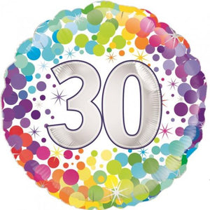 Foil Balloon 18" - 30th Colourful Confetti