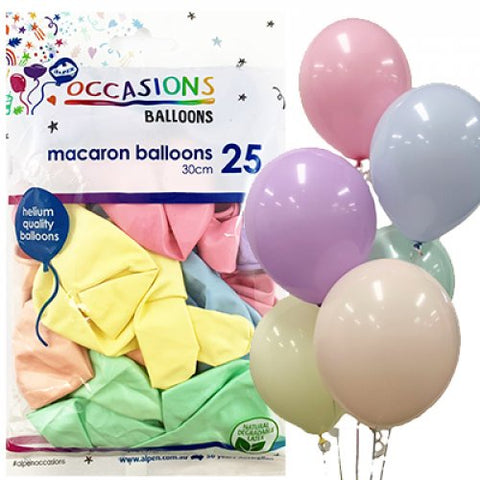 11" Latex Balloons - Macaron Assorted Colours 30cm Balloons P25