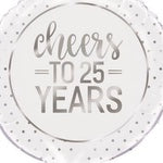 Foil Balloon 18" - Cheers To 25th Year Silver