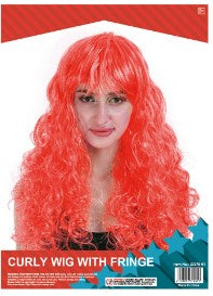 Wig - Curly Long Wig With Fringe Red